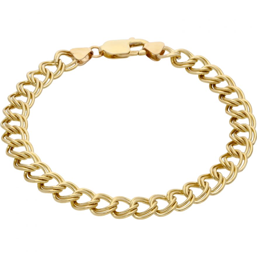 9ct Yellow Gold Long Open Link Stations Ladies Bracelet