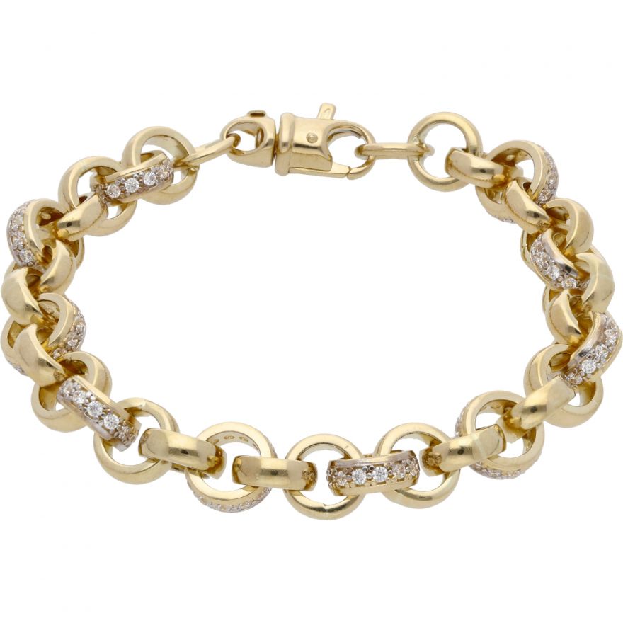Cubic Zirconia Heavy Belcher Bracelet 1oz