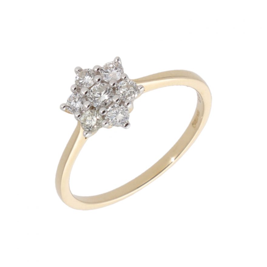 9ct Yellow And White Gold Artisan Diamond Cluster Ring 0.78ct - Albion Fine  Jewellery from Personal Jewellery Service UK