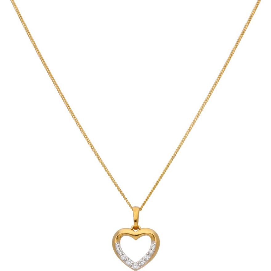 Edwardian 15ct Gold & Diamond Heart Pendant on 9ct Gold Chain (67K) | The  Antique Jewellery Company