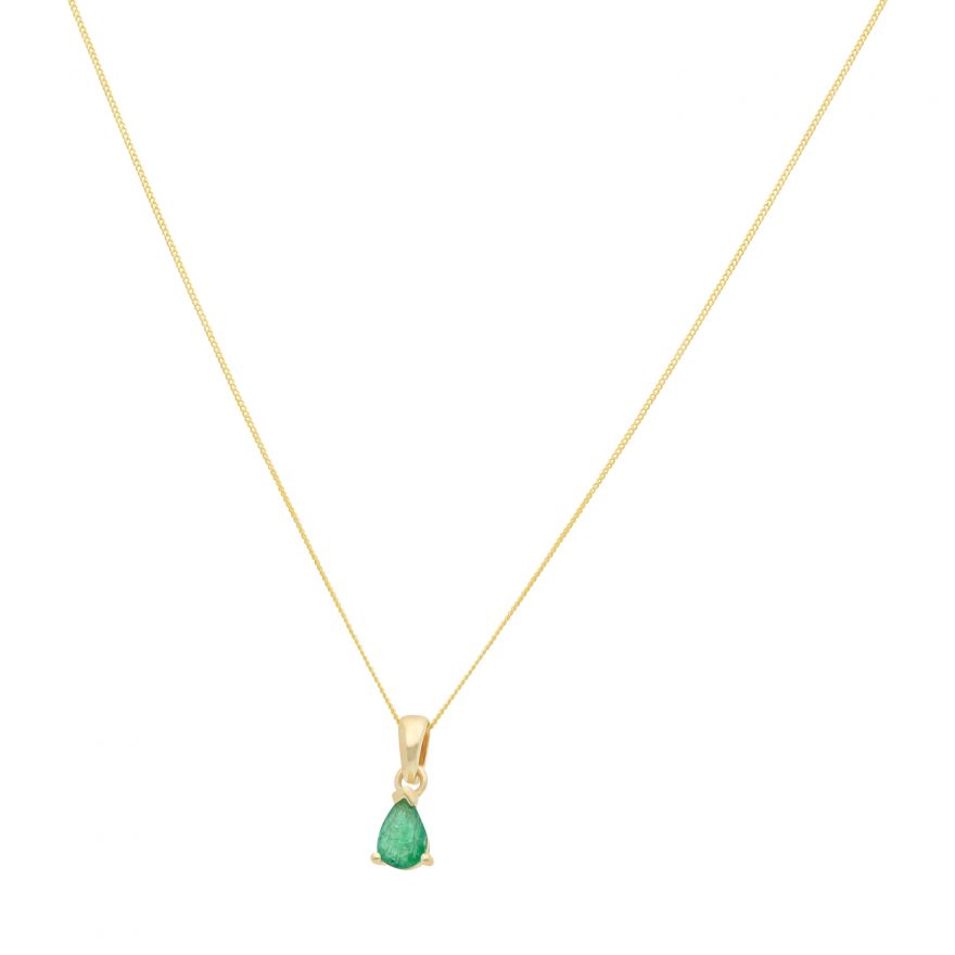 Buy GELIN 14k White Gold 0,04 ct Real Diamond Green Emerald Pendant Necklace  for Women, 18
