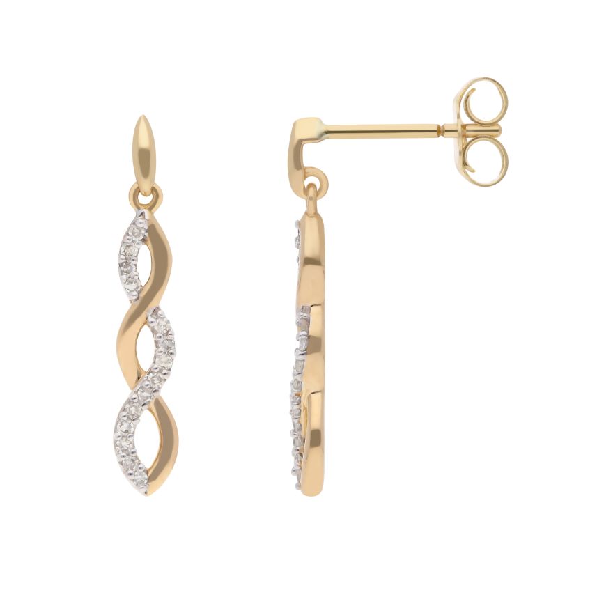 9ct Yellow Gold Ribbed Torpedo Drop Earrings  Diana OMahony Jewellers