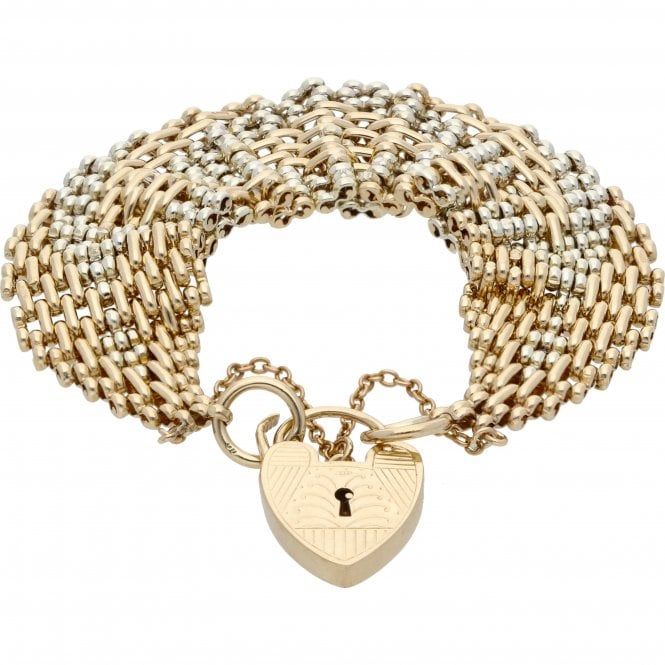 9ct 9k Yellow Gold Ladies Gate Bracelet Heart Padlock 160 Grams 19cm  Brand New  eBay