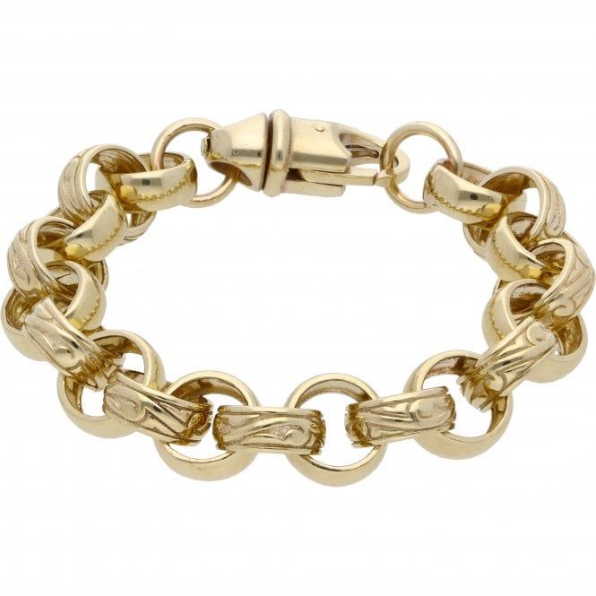 9ct Gold 19cm Solid Belcher Bolt Ring Bracelet  Goldmark AU