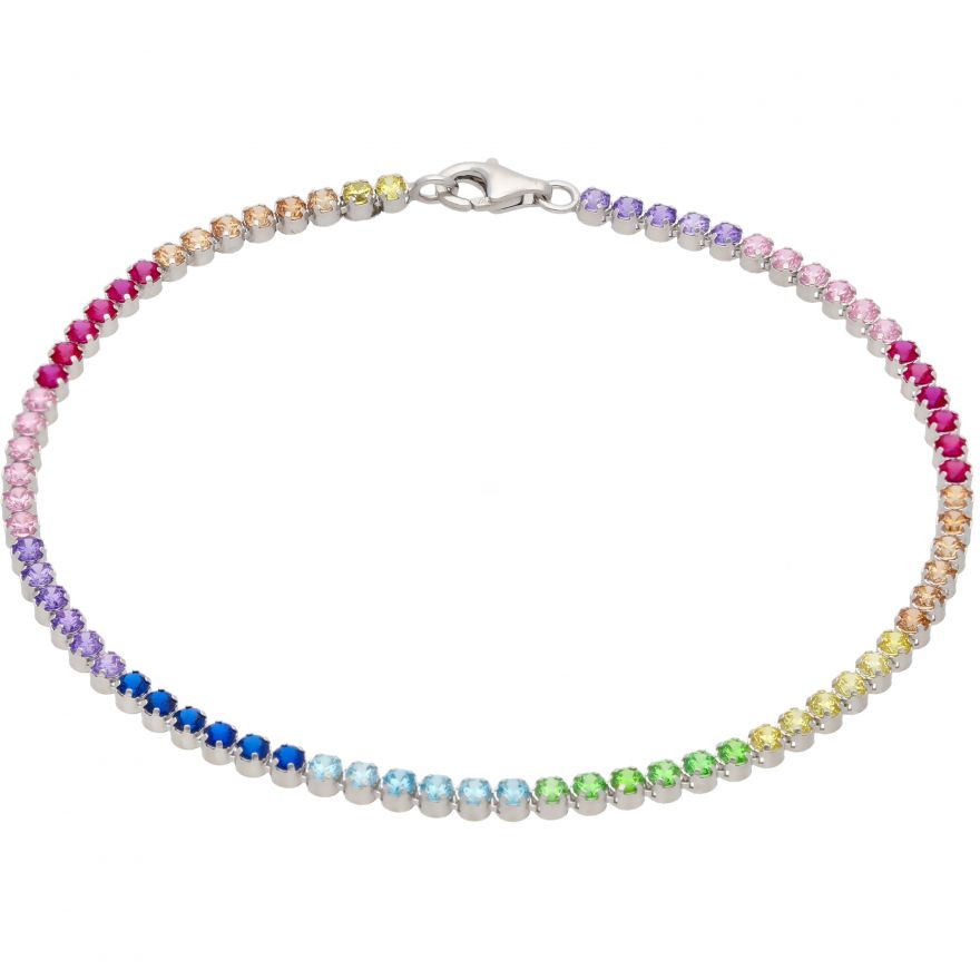 DONAGEMS 3mm Multi-Color Rainbow Simulated Cubic Zirconia Tennis Bracelet  for Women in 14K White Gold over 925 Silver : Everything Else - Amazon.com