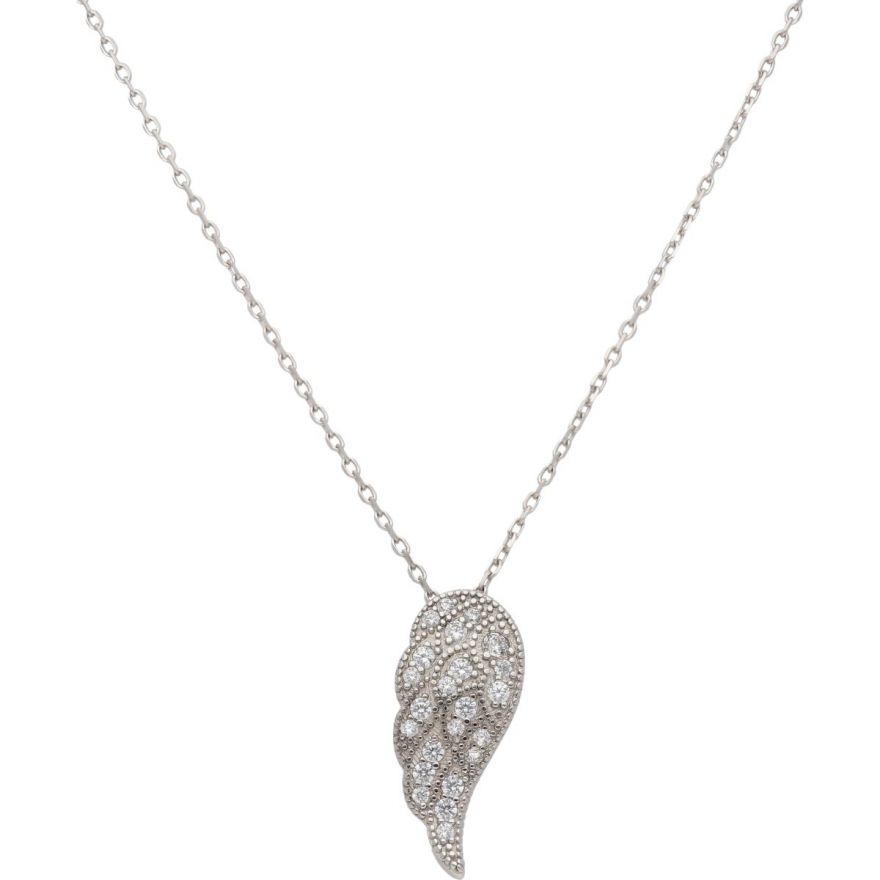Buy Beaverbrooks Sterling Silver Cubic Zirconia Angel Wing Pendant Necklace  from the Next UK online shop