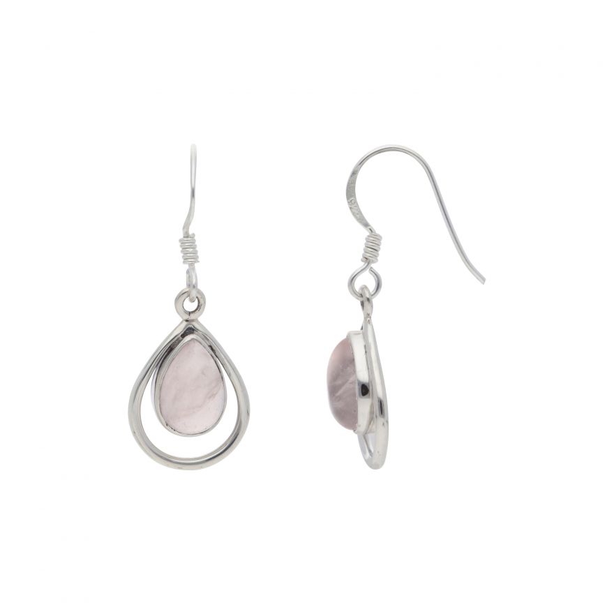 Rose quartz with 925 sterling silver Dangle earrings - Lamacrate