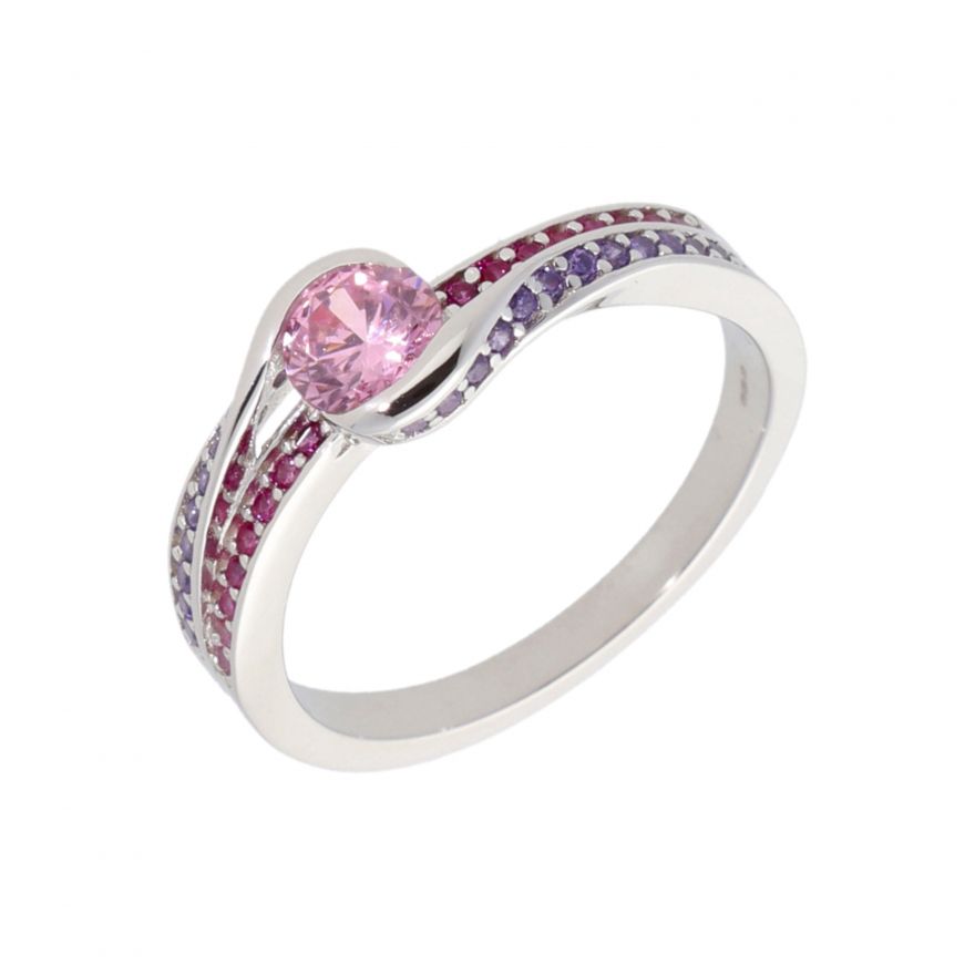 Sterling Silver June Birthstone Heart Signet Ring with Alexandrite CZ