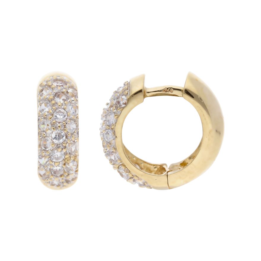 Gold plated princess cut cz hoops in 34mm 