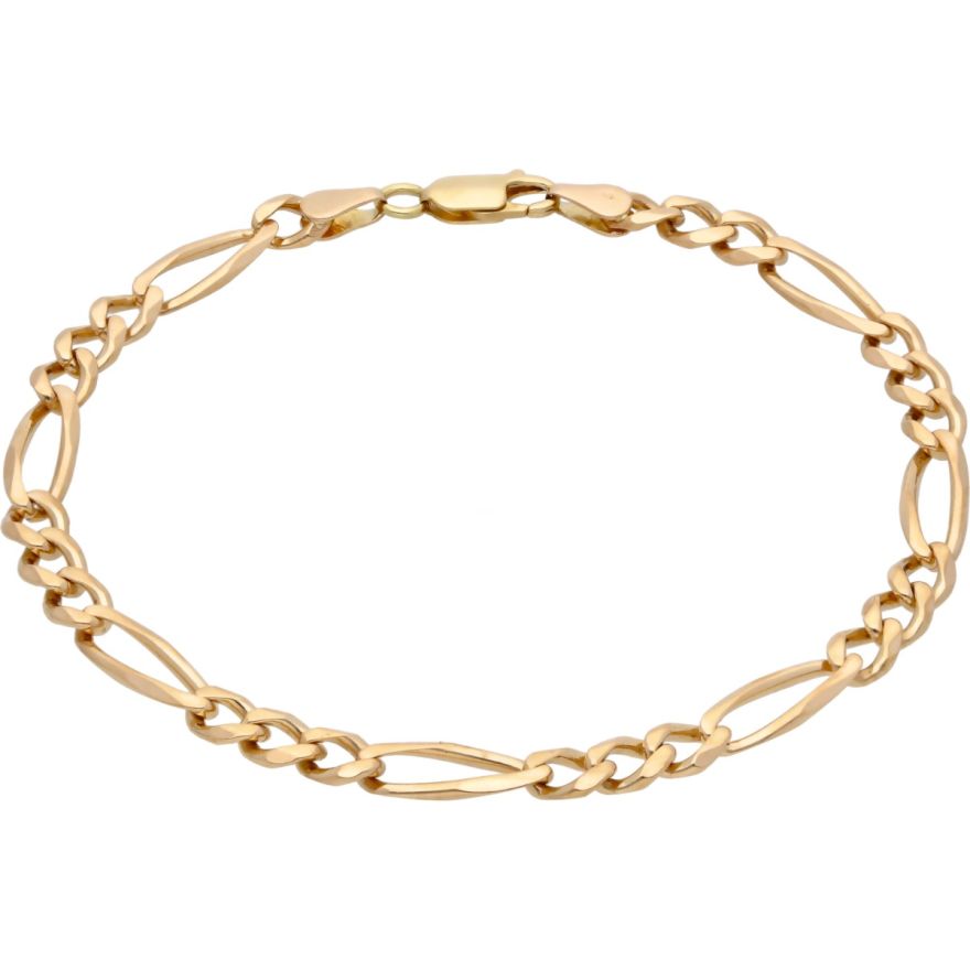Ladies 22mm Figaro Chain Bracelet in Sterling Silver with Yellow Gold  Flash Plate  75  Zales
