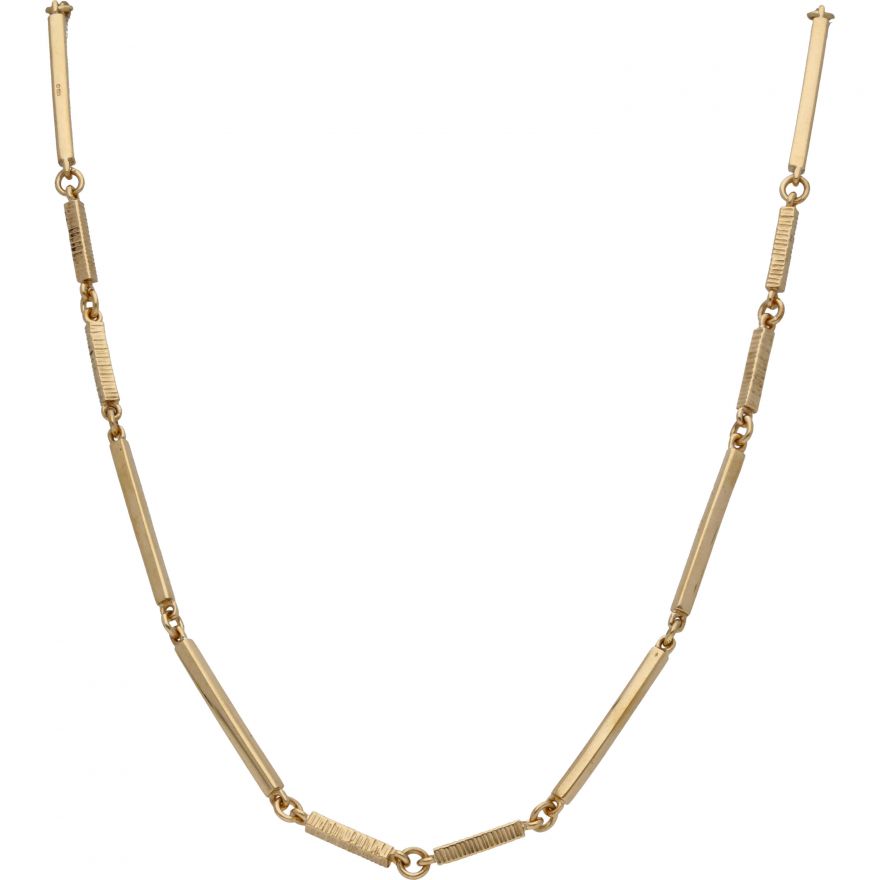 Pre-Owned 9ct Gold Pattern \u0026 Plain Bar 