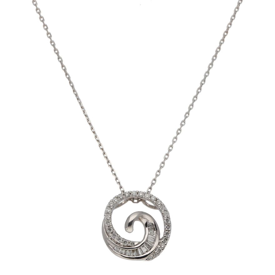 18ct White Gold Circle Pendant Set With Diamonds – G Collins & Sons