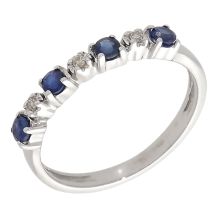 Pre-Owned 9ct White Gold Sapphire & Diamond Half Eternity Ring
