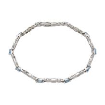 Pre-Owned 9ct White Gold Diamond & Blue Topaz Set Bracelet