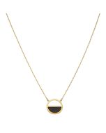 New 9ct Yellow Gold Black Onyx Semi Circle Necklace and Earrings Set
