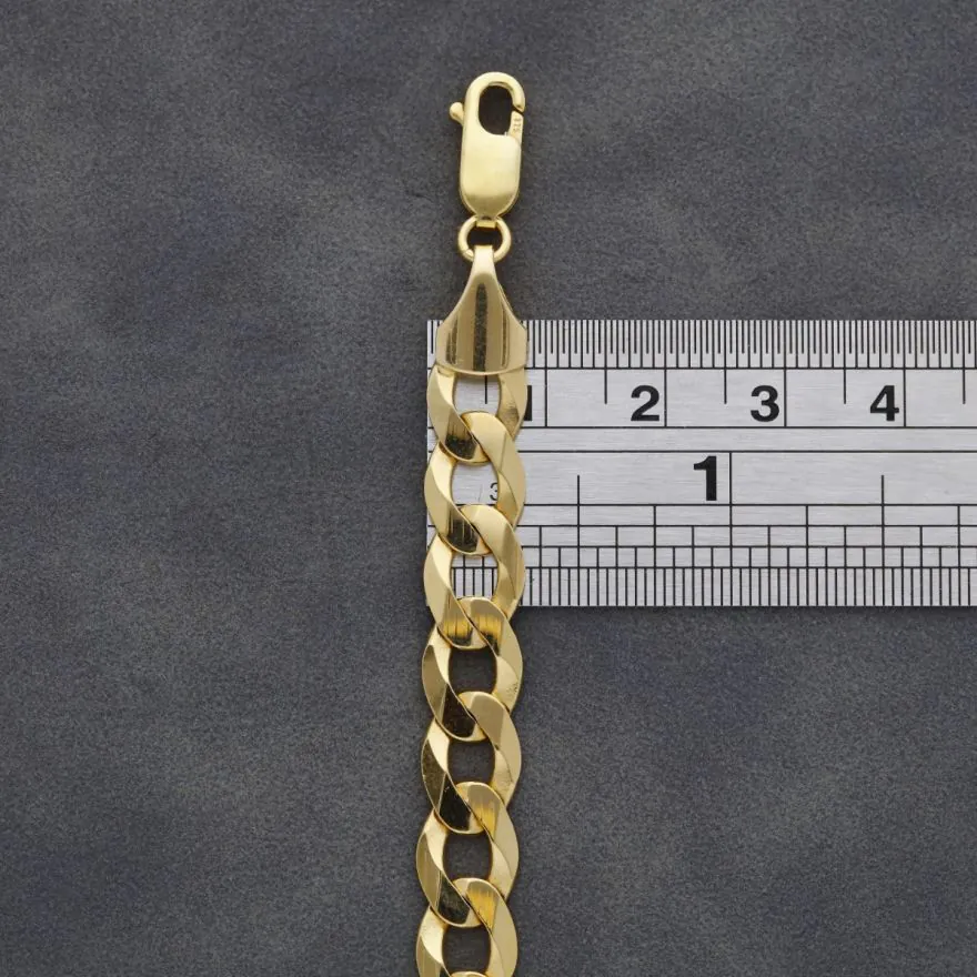 New 9ct Yellow Gold 24 Inch Flat Curb Link Chain Necklace 1.1oz