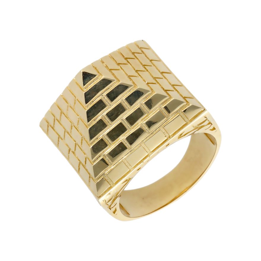 9ct Gold Mens 'Rían' Pyramid Ring