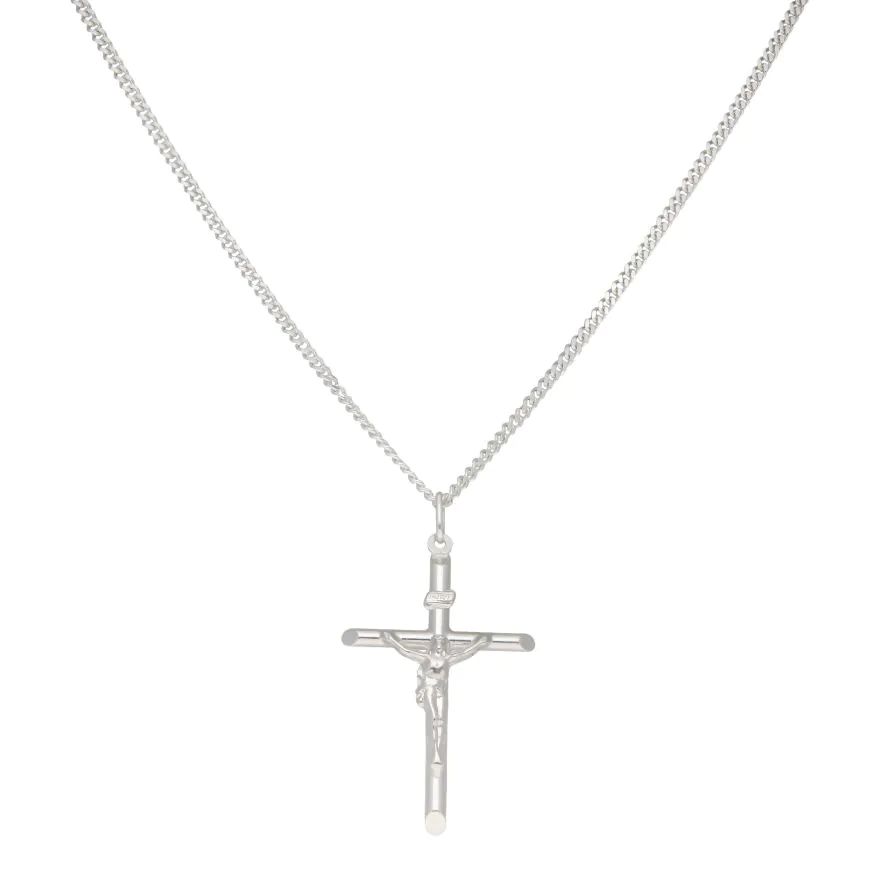 New Sterling Silver Crucifix Pendant & 22
