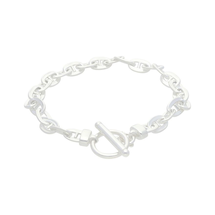 New Sterling Silver 7.5 Inch Anchor Link T-Bar Bracelet