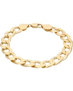 New 9ct Yellow Gold 8.5 Inch Heavy Flat Curb Bracelet 30.4g