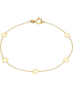 New 9ct Yellow Gold 7.5" Multi-Flower Link Ladies Bracelet