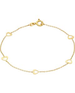 New 9ct Yellow Gold 7" Ladies Heart Link Bracelet