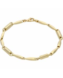 New 9ct Yellow Gold 8 Inch Coil & Bar Link Ladies Bracelet