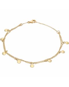 9ct Yellow Gold Double Chain Link & Disc Droppers Bracelet