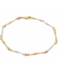 New 9ct 2 Colour Gold Twist Fancy Link 7" Ladies Bracelet