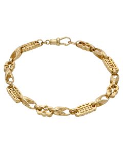 New 9ct Yellow Gold 8.5" Stars Bars & Tulip Bracelet