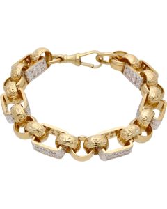 New 9ct Gold 10.5" Cubic Zirconia Link & Belcher Bracelet 2.5oz