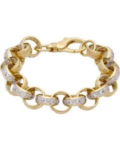 New 9ct Yellow Gold 9"  Cubic Zirconia Belcher Bracelet 1.2oz