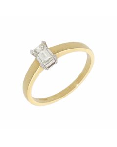 New 18ct Yellow Gold 0.50ct Emerald-Cut Diamond Solitaire Ring