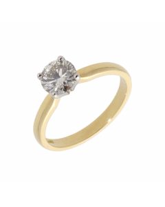 New 18ct Yellow Gold Certificated 0.97ct Diamond Solitaire Ring