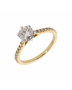 New 18ct Yellow Gold 0.99ct Diamond Solitaire & Mount Ring