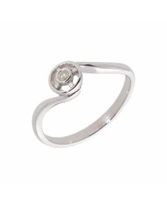New 9ct White Gold Diamond Solitaire Twist Design Ring