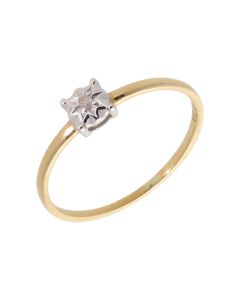 New 9ct Yellow Gold Illusion Set 0.02ct Diamond Solitaire Ring