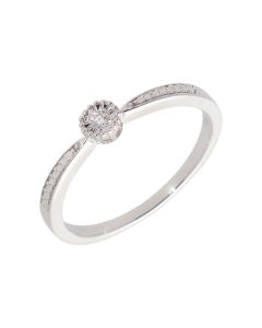 New 9ct White Gold 0.03ct Diamond Solitaire Ring