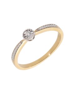 New 9ct Yellow Gold 0.03ct Diamond Solitaire Ring