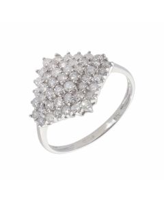 New 9ct White Gold 1.00ct Diamond Cluster Ring