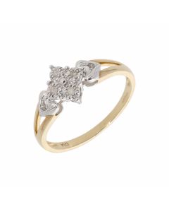 New 9ct Yellow Gold 0.05ct Diamond Cluster Ring