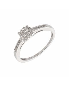 New 9ct White Gold 0.16ct Princess Cut Diamond Cluster Ring