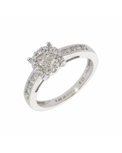 New 9ct White Gold 0.50ct Princess Cut Diamond Cluster Ring