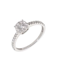 New 9ct White Gold 0.50ct Diamond Starbust Cluster Ring