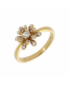 New 18ct Yellow Gold 0.29ct Diamond Flower Cluster Ring