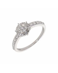 New 9ct White Gold 0.30ct Diamond Cluster Ring