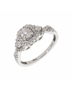 New 9ct White Gold 0.30ct Diamond Cluster Ring