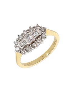 New 18ct Yellow Gold 0.75ct Diamond Boat Shaped Cluster Ring