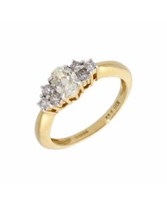 New 18ct Yellow Gold 0.80ct Oval Diamond Cluster Ring