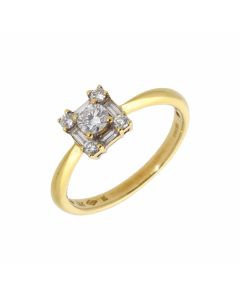 New 18ct Yellow Gold 0.48ct Diamondd Square Cluster Ring